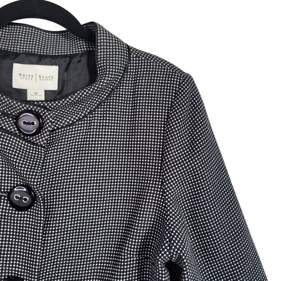 White House Black Market Cropped Gingham Big Button Blazer Jacket Wide Slv Sz 14 - Picture 3 of 13
